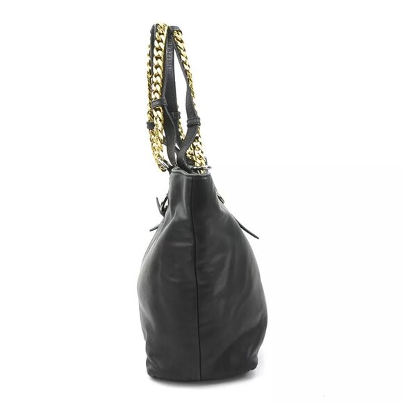 Auth DOLCE&GABBANA Chain Handbag Black/Gold Leather/Metal - Picture 14 of 14